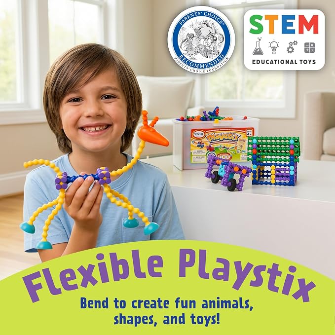 POPULAR PLAYTHINGS Playstix, Super Set 400 Piece, Building Sticks Kit - Image 6