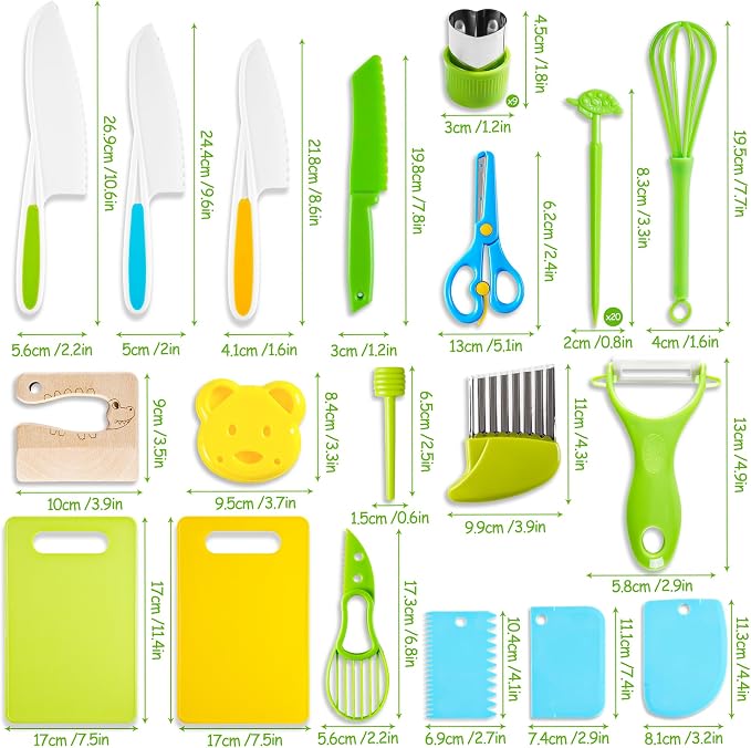 46Pcs Kids Knife Set for Real Cooking | Montessori Kitchen Tools | Age 4-12 - Image 3