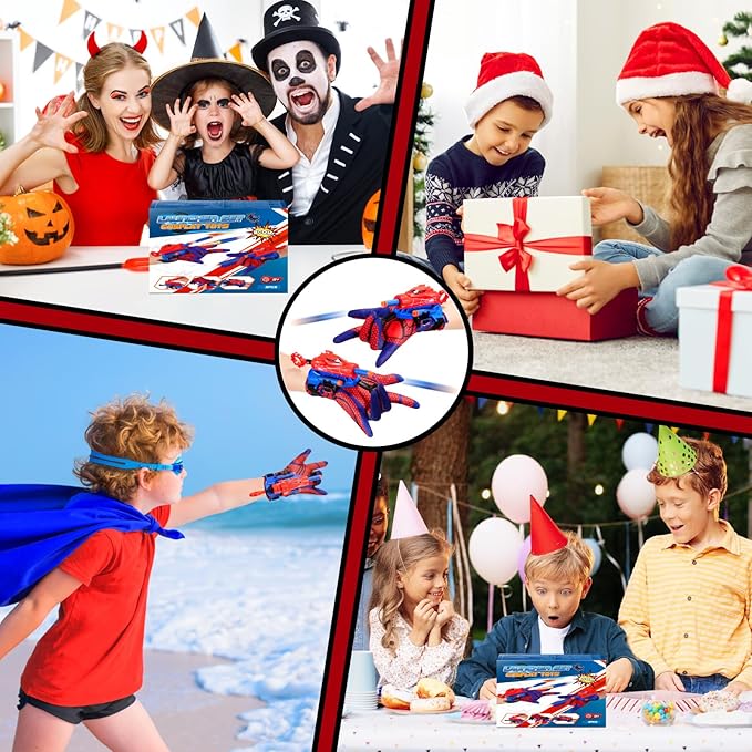 2 Sets Superhero Web Shooters for Kids Age 3-7,Adjustable Wrist Launcher Slinging Toy Set with 40 Darts,Ideal Birthday for Boys & Girls Imaginative Role-Play Costume Accessory