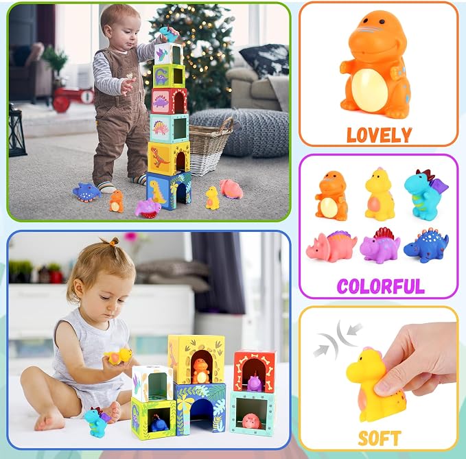 Toddlers and Babies Dinosaur Sorting and Stacking Toys Blocks for 1-3 Kids - Image 4