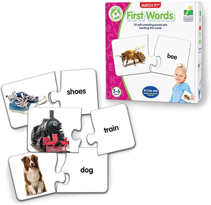 The Learning Journey: Match It! - First Words - 30 Piece Self-Correcting Words with Matching Images for Emerging Readers - Sight Words Puzzle for Kids Ages 3 and Up - Award Winning Toys , White by TheLearningJourney