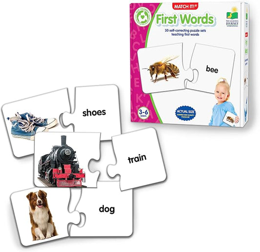 The Learning Journey: Match It! - First Words - 30 Piece Self-Correcting Words with Matching Images for Emerging Readers - Sight Words Puzzle for Kids Ages 3 and Up - Award Winning Toys , White by TheLearningJourney
