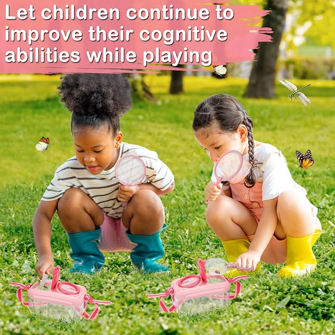 2 Sets Bug Catcher for Kids, Bug Catching Kit Gifts with Butterfly Net Toys - Image 3