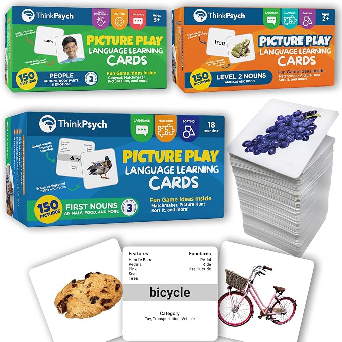 ThinkPsych Flash Cards Bundle - 450 Picture Cards for Autism Speech Therapy by ThinkPsych