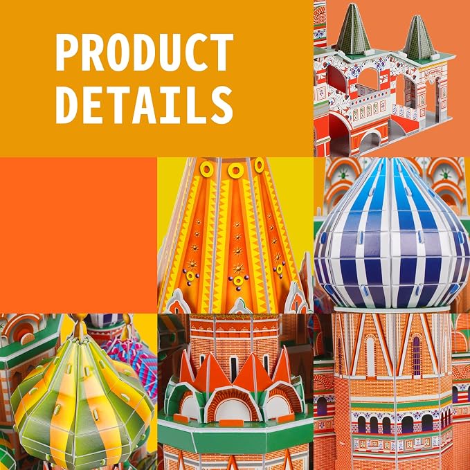 3D Puzzles for Adults & Kids St. Basil's Cathedral Building Set, Russia Cathedral Architecture Craft Model Kits, Educational 3D Jigsaw Puzzle Toy Birthday for Teens Boys Girls, 231 PCS - Image 8