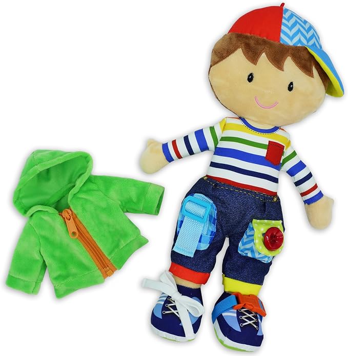 June Garden Personalized Dressy Friends Terry - Educational Stuffed Plush Doll for Kids and Toddlers 2 Years and Up - Montessori Buckle Soft Toy - Image 6