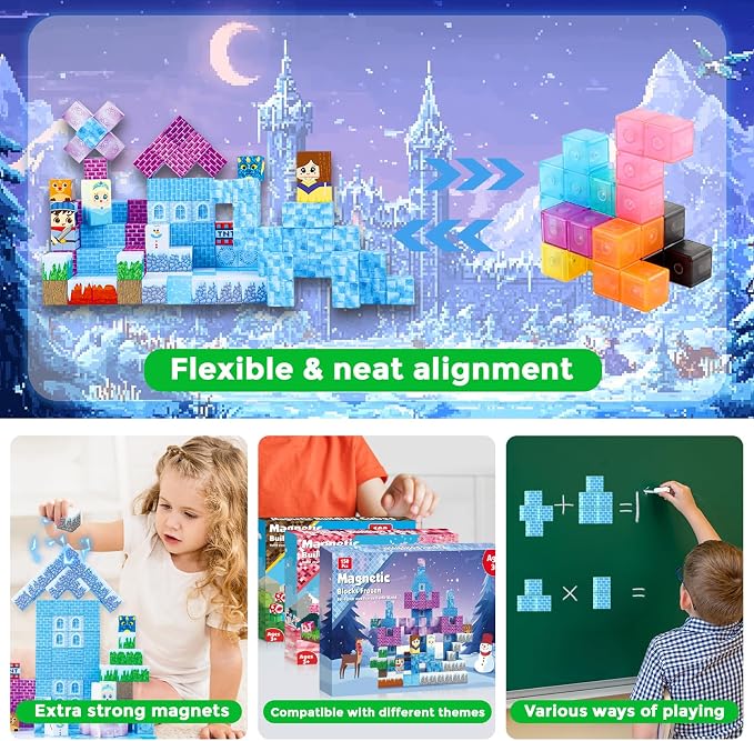 ToyUnited 150PCS Magnetic Blocks - Magnet Building Blocks, Magnet Cubes Tiles Princess Castle Toy, STEM Montessori Sensory Stacking Toys Birthday Gift for Kids Ages 3 4 5 6 7 8 9 10+ Years Old - Image 5