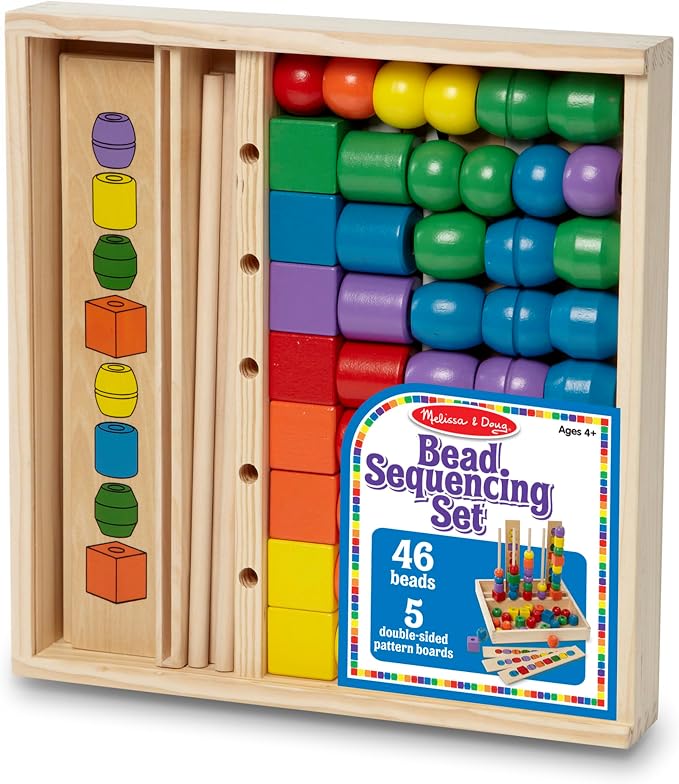 Melissa & Doug Bead Sequencing Set with 46 Wooden Beads and 5 Double-Sided Pattern Boards - Image 6