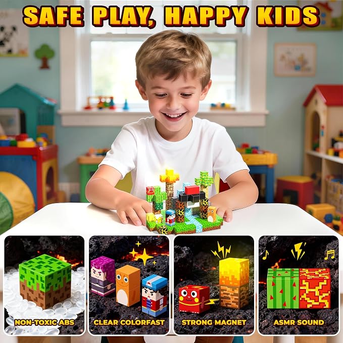 208PCS Light Up Magnetic Blocks, Boys Kids Gifts Toys - Image 6