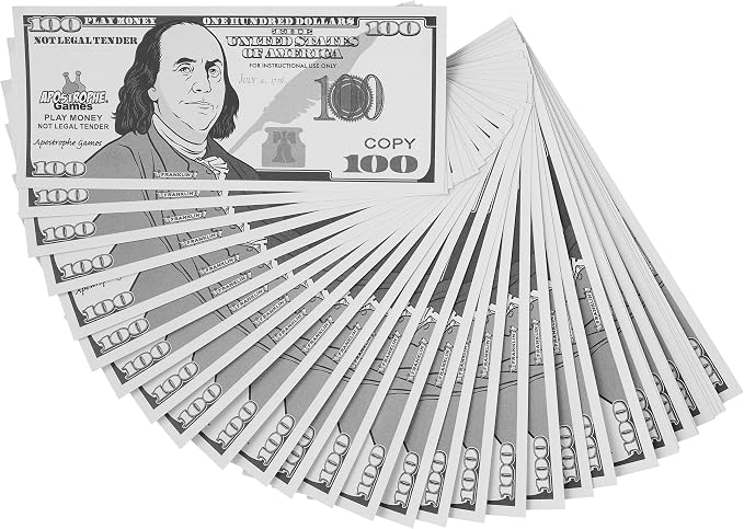 Play Money - 200Pcs $100 Bills Pretend Money for Kids, Kids Banking Toy by ApostropheGames