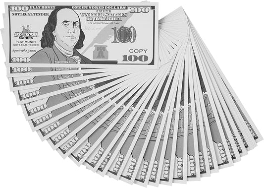 Play Money - 200Pcs $100 Bills Pretend Money for Kids, Kids Banking Toy by ApostropheGames