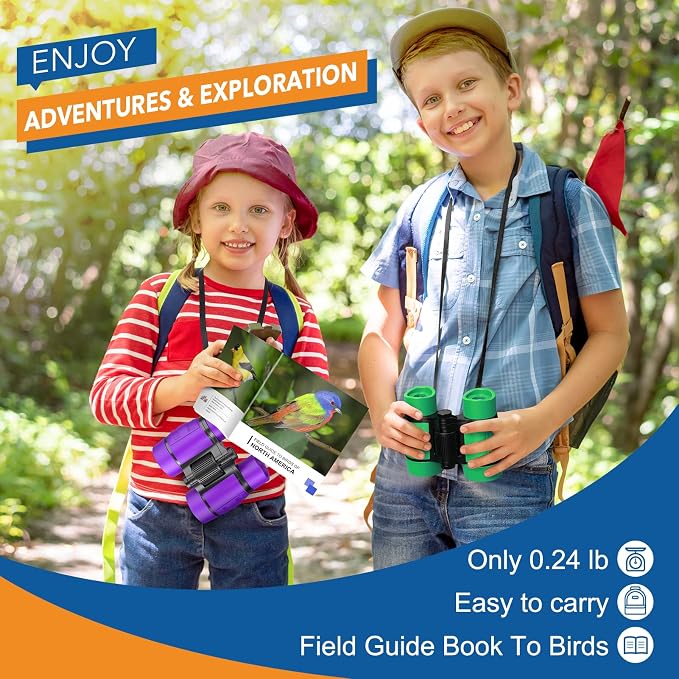 LET'S GO! Boy Toys Age 3-7 Kids Binoculars for Bird Watching|Hiking|Camping Toy for 3 4 5 6 7 Year Old Boy Girl Christmas Birthday Gifts Outdoor Travel Toys for Kid Boys Ages 3-6 Stocking Stuffers - Image 2