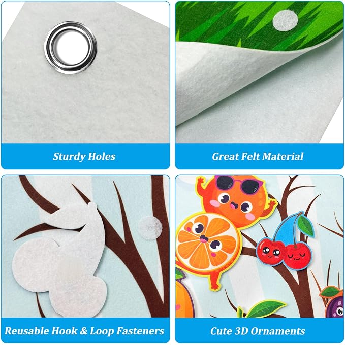 Cinrobiye Fruit of The Spirit Felt Bulletin Board Make Your Own Fruit of the Spirit Tree Crafts DIY Christian Bible Scene Set for Church VBS Sunday School Classroom Activities - Image 4