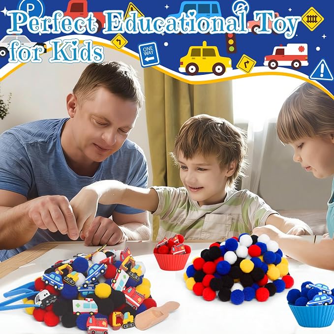 192pcs Back to School Cars Sensory Bin Filler Fine Motor Toys Transportation Toys Sensory Bin Items Toy Ambulance Fire Engine Police Car Excavator Taxi for Preschool Education Activities - Image 6