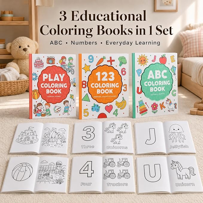 ZICOTO Fun Coloring Book for Kids - Set of 3 Cute Toddler Coloring Books - Image 5
