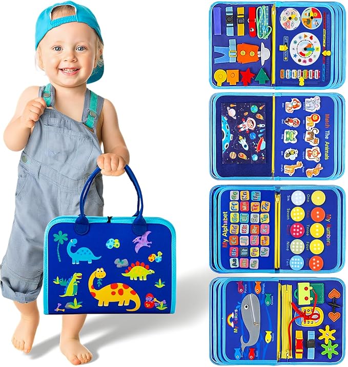 Montessori Busy Board,Busy Book Travel Toy Gifts for Toddler Boy Girl 1-3 by SYHLN