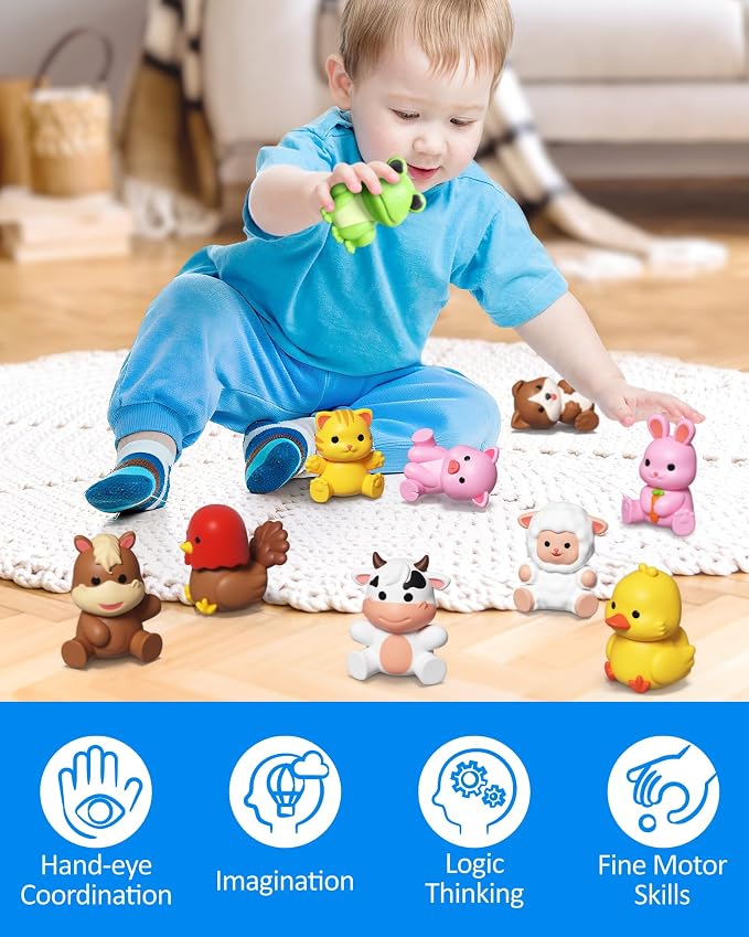 Coogam 10Pcs Farm Animal Matching Toys, Fine Motor Sorting Games for Kids Age 1-3, Montessori Learning Sensory Fidget Toy Gift for Baby Shower Bath Birthday - Image 5