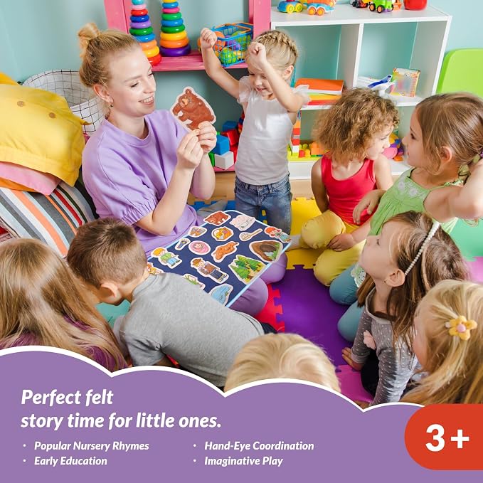 CHEFAN Felt/Flannel Board Story Set of 4, PRECUT Felt Pieces for Preschool Toddlers Circle Time,We are Going On A Bear Hunt, Mary Had A Little Lamb, Little Bo-Peep, Little Boy Blue - Image 2