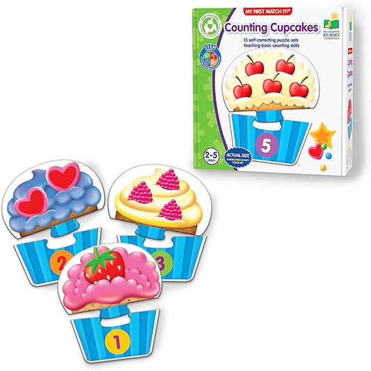 The Learning Journey: My First Match It - Counting Cupcakes- 15 Piece Self-Correcting Matching Puzzles - First Learning Toys for Toddlers 2-5 - Award Winning Toys