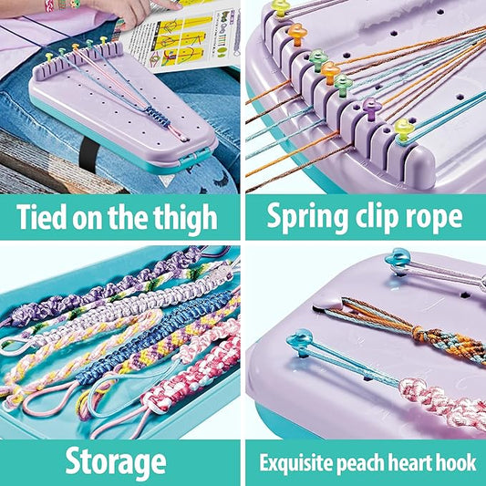 Chilpals Friendship Bracelet Making Kit for Girls,Arts and Crafts for Kids Ages 8-12,Birthday Gifts Ideas for Girl 7 8 9 10 11 Year Old - 2 in 1 Bracelets String Maker Toys Set (Purple)
