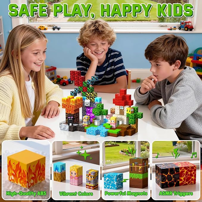 208PCS Magnetic Blocks, Building Cubes, Boys Kids Gifts Toys - Image 5