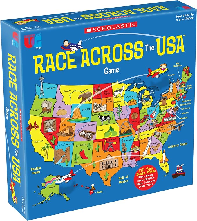 University Games, Scholastic Race Across the USA Board Game , Geography Learning Game for Kids and Families, for 2 to 4 Players Ages 8 and Up - Image 3