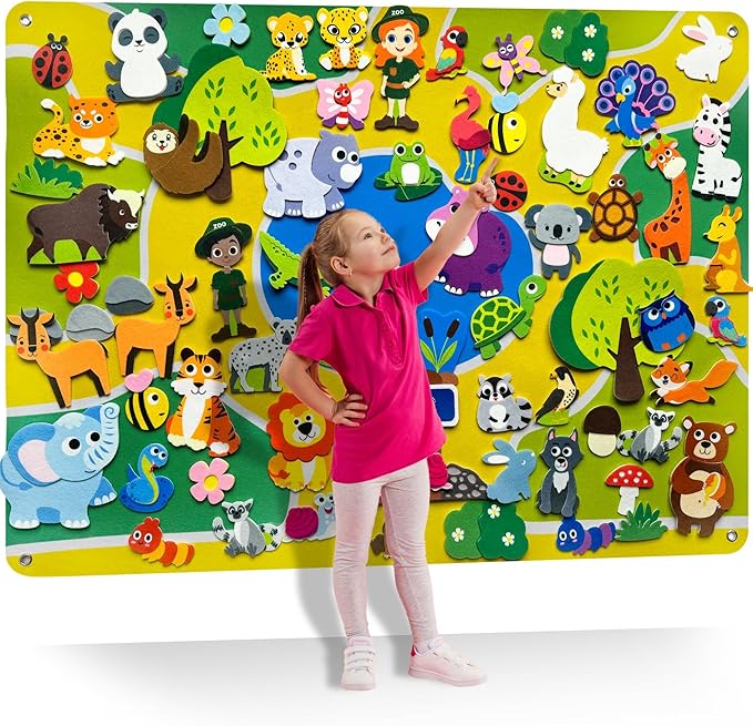Quokka Zoo Felt Board for Toddlers 51 Pcs - Double-Thick Story Set by QUOKKA