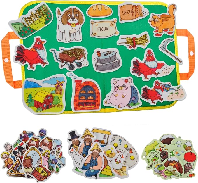 CHEFAN Felt Board for Toddlers,4 Sets Flannel Board Stories for Preschool Activity,Little Red Hen,The Ant and The Grasshopper,The Goose that Laid The Golden Egg and The Emperor's New Clothes by CHEFAN