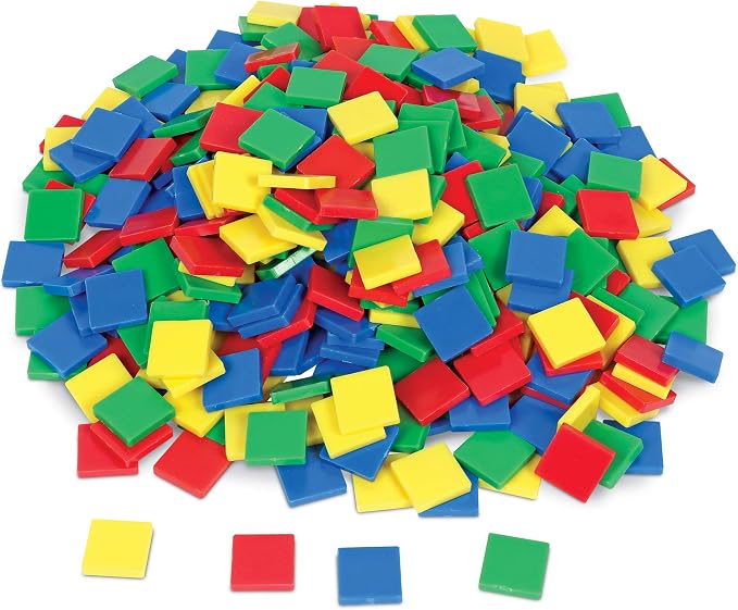 Learning Resources Square Color Tiles, Counting, Sorting Toy, Set of 400 in 6 Colors, Ages 4+ - Image 2