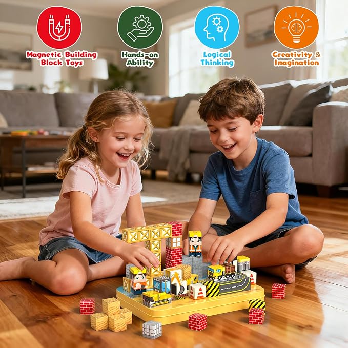 Axirata 60PCS Mini Magnetic Blocks Travel Set for Kids, Mini Magnetic Tiles Building Cubes with Portable Iron Box, STEM Construction Sensory Toy for Toddler Boys Girls Age 3-5 4-8 8-12+ - Image 8
