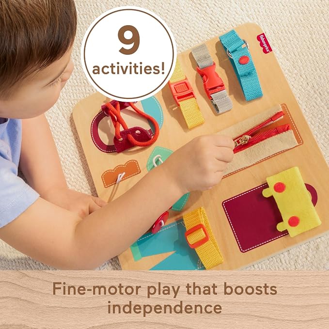 Fisher-Price Wood Montessori Dressing Board Busy Activity - Image 3