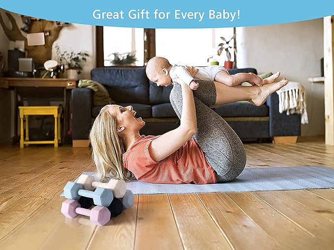 Giftty Baby Dumbbell Toy - Silicone Infant Rattle Teething Toy Teether Toddler Sensory Toy Durable Safe Exercises Workout Weight - Great Gift for Girls and Boys (1pcs 4.8oz - Gray)