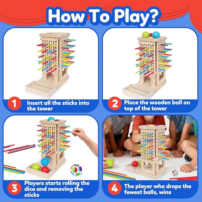 ROOCHKD Wooden Sorting Toy Montessori Color & Shape Sorter Class Activity Toddlers Fine Motor Game for Colors and Shapes Recognition, Birthday Thank You Gifts for Boys and Girls (Wood Sorting Tower)