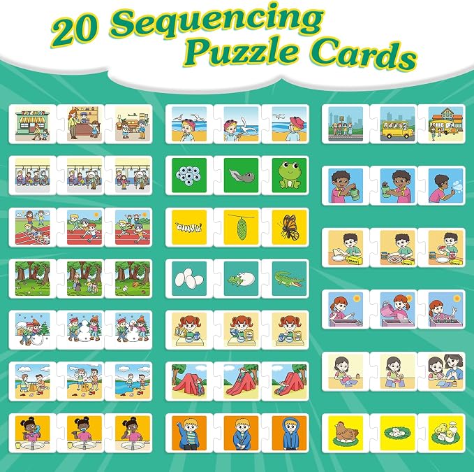 Kasfalci Sequencing Puzzle Cards,Sequence Board Game for Kids,Speech Therapy Materials for Autism,Storytelling,Social Skills,Sentence Building,Toddler Puzzles,Learning Activities,Classroom &Homeschool - Image 2