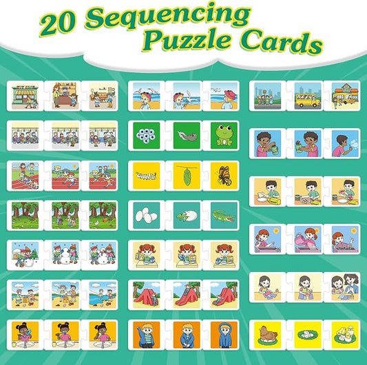 Kasfalci Sequencing Puzzle Cards,Sequence Board Game for Kids,Speech Therapy Materials for Autism,Storytelling,Social Skills,Sentence Building,Toddler Puzzles,Learning Activities,Classroom &Homeschool - Image 2