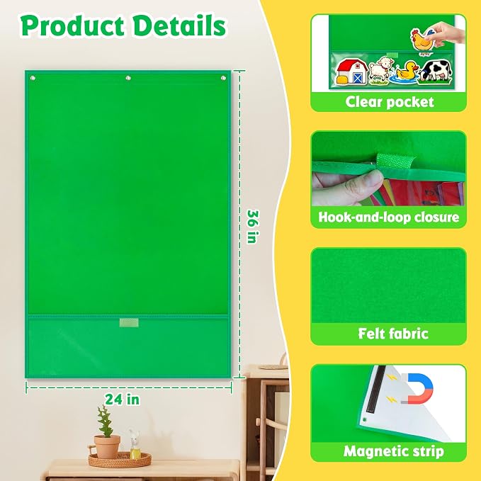 AKAYOK Felt Board for Toddlers, 24"x36" Felt Board for Wall | Includes 30 Self Adhesive Dots Perfect for Learning, Organization, and Creative Play | Classroom Must Haves School Supplies for Teachers - Image 7
