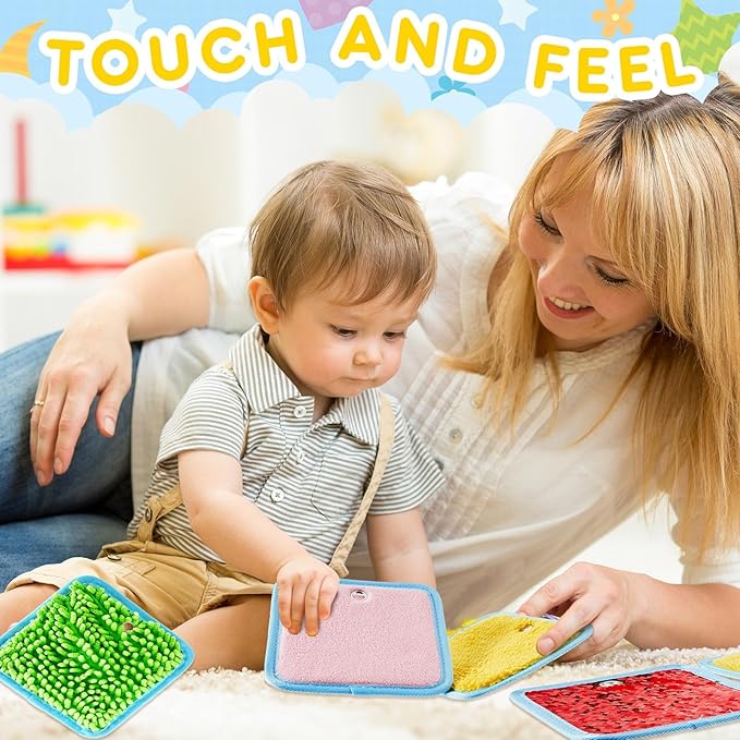 Haull 15 Set Sensory Mats Assorted Textured Sensory Floor Tiles Room Wall Panel Sensory Exercise Tactile Toy for Autistic Children Kids Baby Toddler Fidgeting Activity(Square,5.91 Inch)