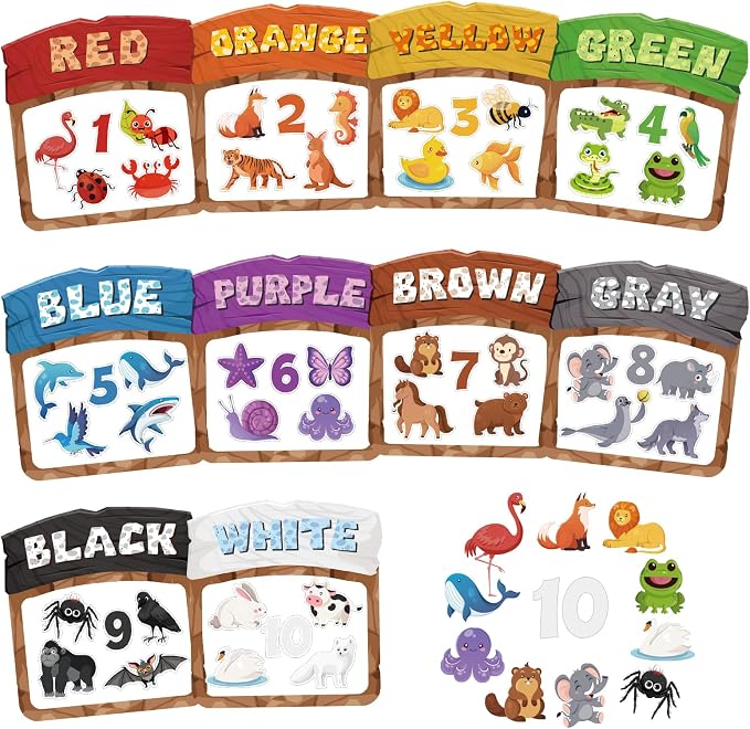 10Pcs Magnetic Color Sorting Cute Animal Fridge Magnets for Kids by Fyguard