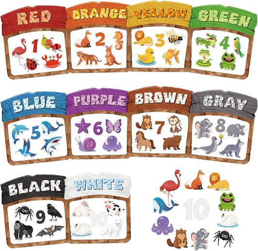 10Pcs Magnetic Color Sorting Cute Animal Fridge Magnets for Kids by Fyguard