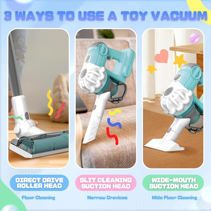 SMILESSKIDDO 3-in-1 Kids Vacuum that Really Works, Toy Vacuum for Kids - Image 6