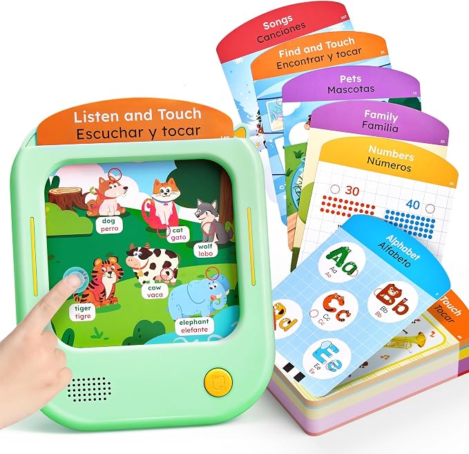 JoyCat Bilingual Kids Learning Tablet, Spanish-English Talking Flash Cards by JOYCAT
