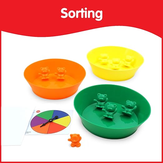 edxeducation Counting Bears with Matching Bowls, 60 Bears + Bonus Spinners - Image 4