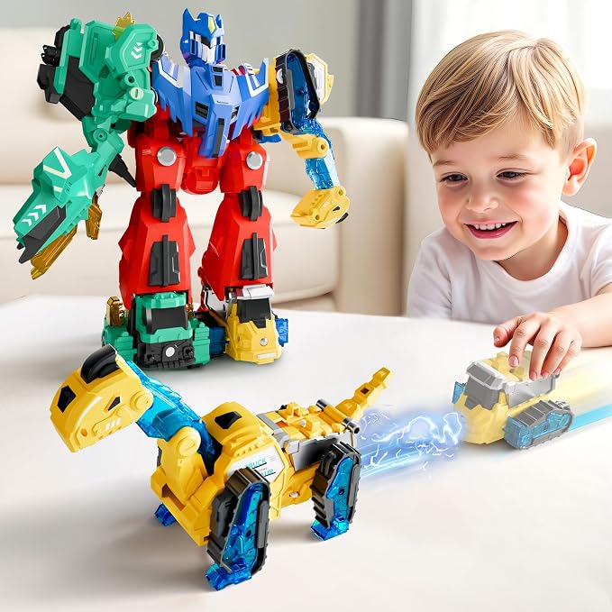 iPlay, iLearn Kids Dinosaur Transform Robot Toy Magnetic Transforming Truck - Image 7