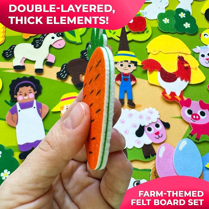 Quokka Farm Felt Board for Toddlers 61 Pcs - Double-Thick Story Set - Image 2