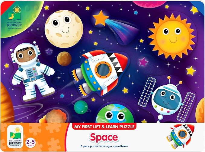The Learning Journey Space Puzzle Lift & Learn - 26 Pieces - Cardboard, Outer Space Theme for Toddlers 2-5 Years - Image 2
