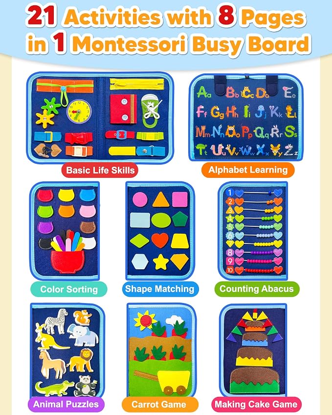 Exorany Busy Board Montessori Toys for Toddler Boy Birthday Gift Busy Book - Image 3