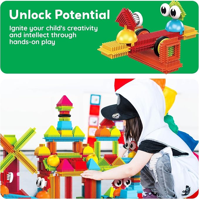 PicassoTiles 120pcs Hedgehog Interlocking Building Blocks Tiles Construction Toy Set Learning Playset STEAM Development Preschool Kindergarten Toy for Kids Age3+ PTB120 - Image 5