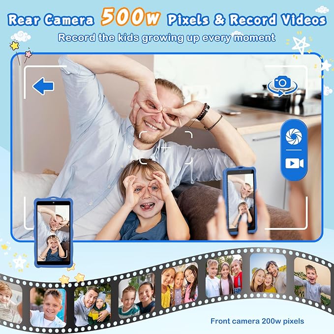5.50" Touchscreen Kids Toys Smart Phone, Kids Phone with Games & Dual Camera, Toddler Toys Phone, Boys and Girls Learning Toy Phone for 3-9 Years Old (Blue)