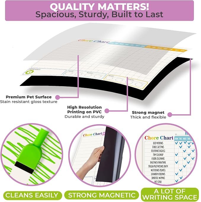 Magnetic Chore Chart for Kids Multiple Kids - Dry & Erase Board for Family - Image 4