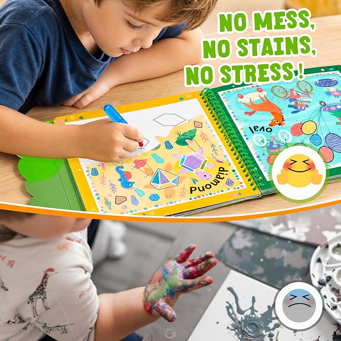 JoyCat Water Coloring Book for Toddlers, Shapes & Transportation Theme - Image 3